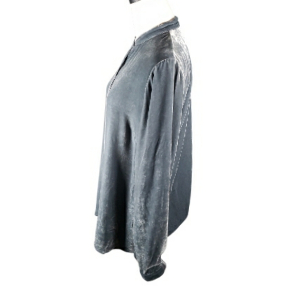 J.Jill Velvet Mockneck Band Collar Buttondown Women's Shirt Top Lux Silk S - Picture 4 of 13